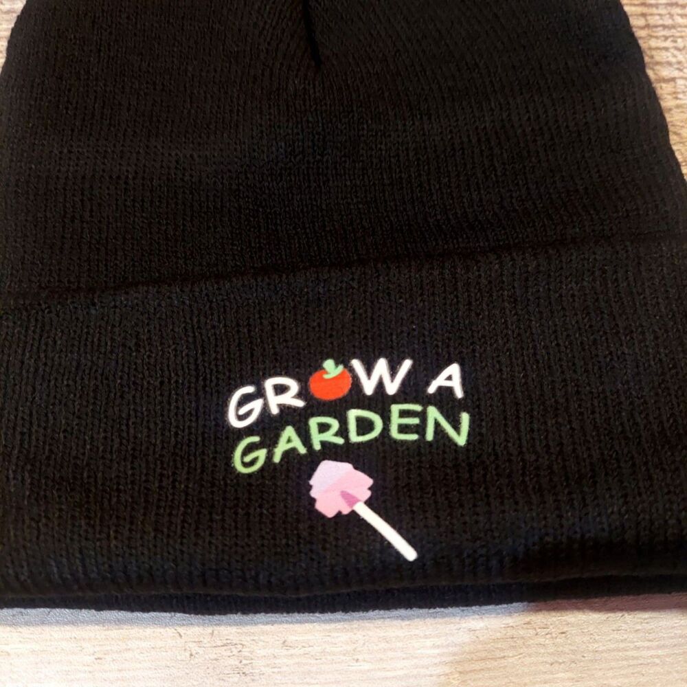 Grow a Garden Beanie Hat Black Cuffed Beanie Hat Gamer Gift Garden Video Game - Picture 2 of 3